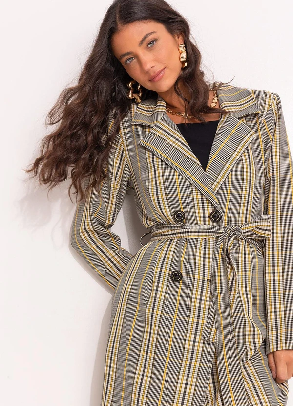 Quintess - Sobretudo Xadrez Plaid Colorido em Alfaiataria 7