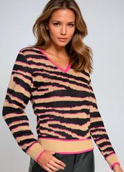 Suter Decote V Animal Print Bege