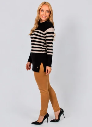 Doce Tom - Suéter Tricot Listrado Moderno Preto - DOCE TOM