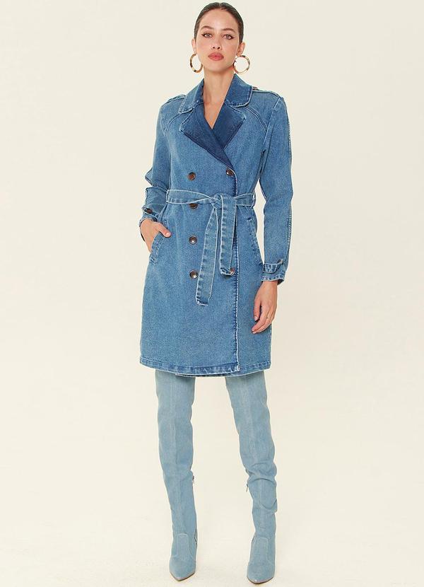 Gatabakana - Trench Coat Denim Fashion Azul 3