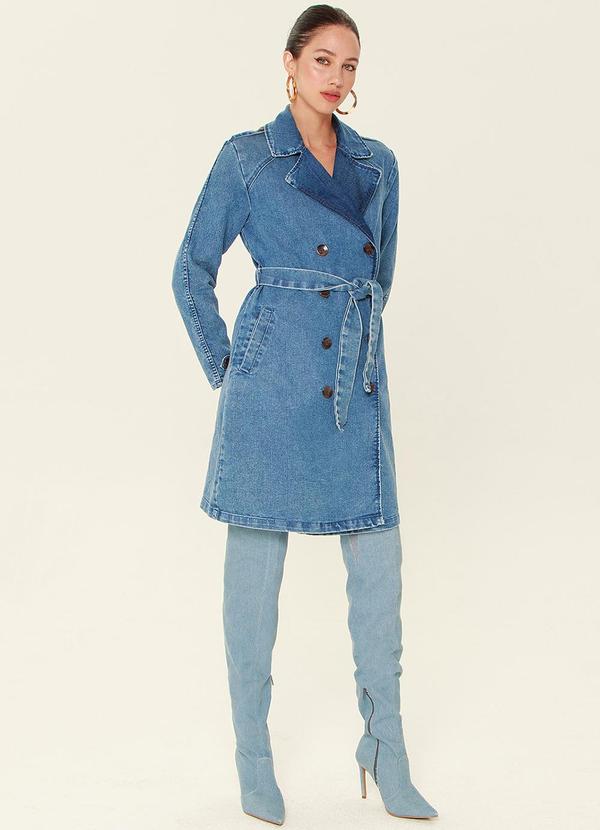 Gatabakana - Trench Coat Denim Fashion Azul 4