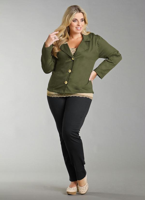 Marguerite - Blazer Feminino Plus Size Verde Musgo 4