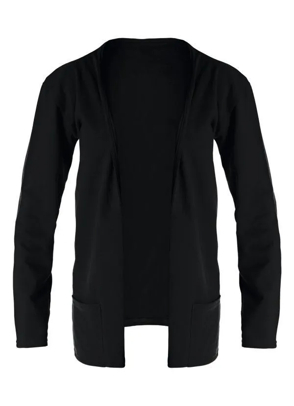 Moda Pop - Casaco em Moletinho Manga Longa Preto 8