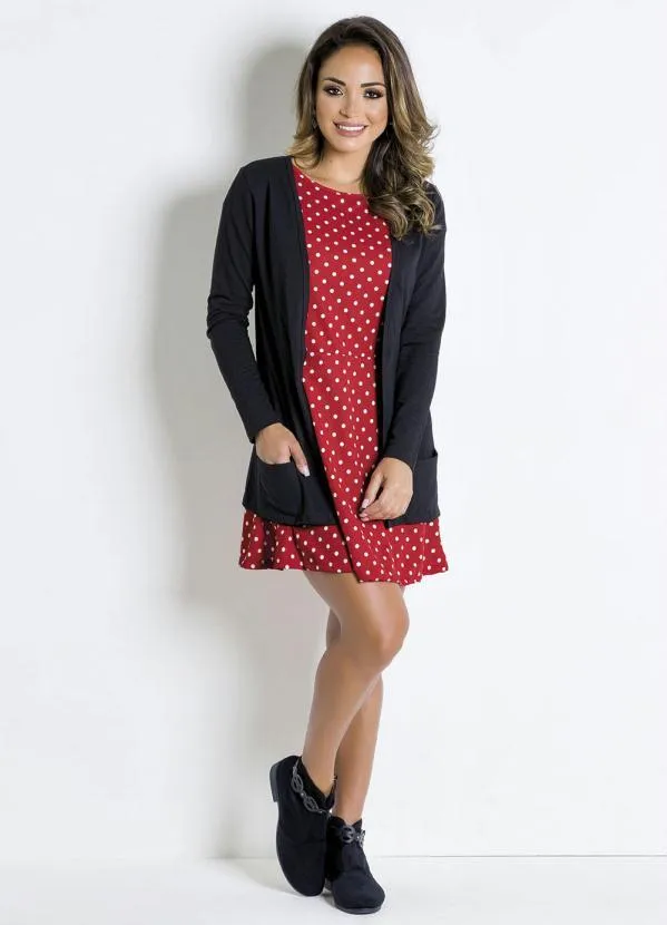 Moda Pop - Casaco em Moletinho Manga Longa Preto 14