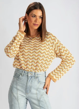 Hering - Blusão de Tricot Chevron Bege - HERING