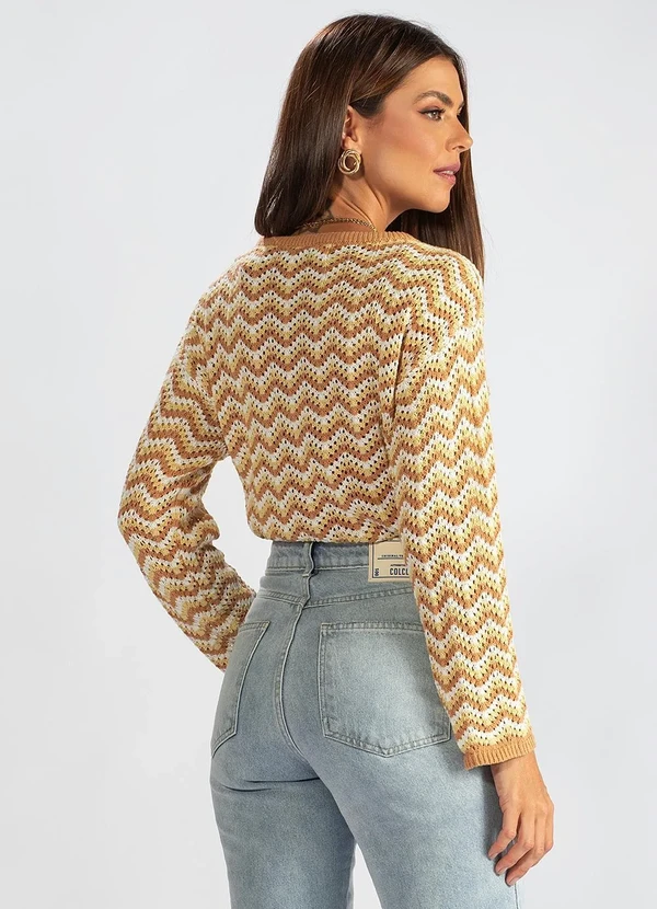 Hering - Blusão de Tricot Chevron Bege 2