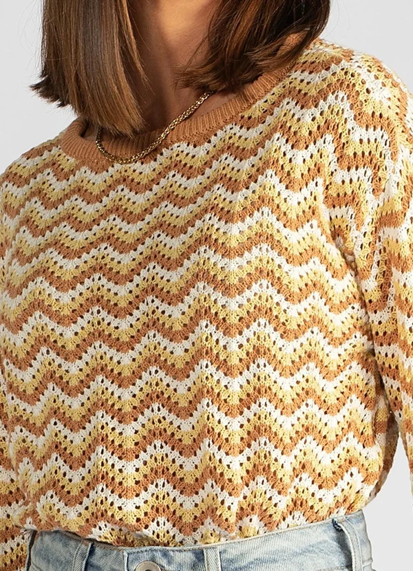 Hering - Blusão de Tricot Chevron Bege 6
