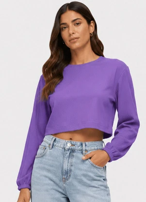 Infinita Cor - Blusão Feminino em Malha de Elastano Roxo - INFINITA COR