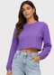 Infinita Cor - Blusão Feminino em Malha de Elastano Bege - variação: Roxo