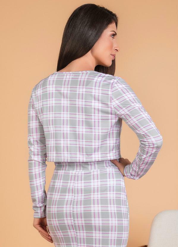 Outlet - Bolero Xadrez Rosa Moda Evangélica 2