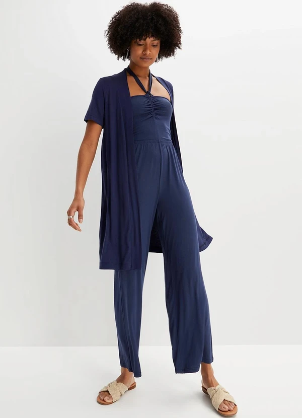 bonprix - Cardigan Azul Marinho em Malha de Viscose 3