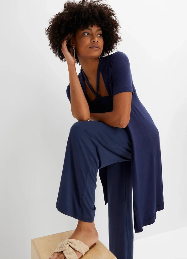 bonprix - Cardigan Azul Marinho em Malha de Viscose 4