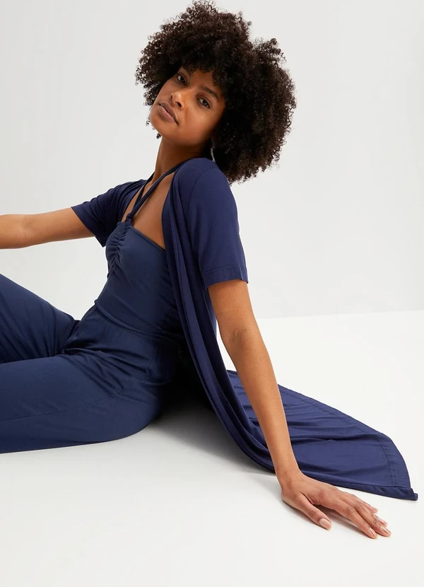 bonprix - Cardigan Azul Marinho em Malha de Viscose 5