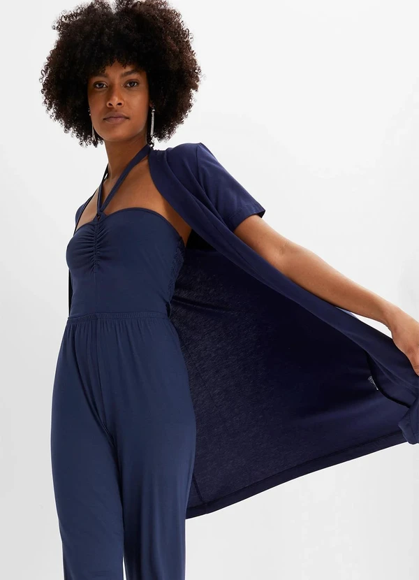 bonprix - Cardigan Azul Marinho em Malha de Viscose 6