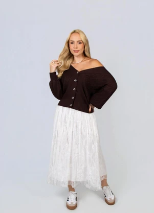 Doce Tom - Cardigan Tricot com Botões Marrom - DOCE TOM