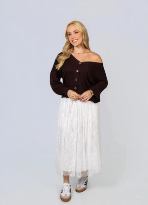 Doce Tom - Cardigan Tricot com Botões Marrom - DOCE TOM