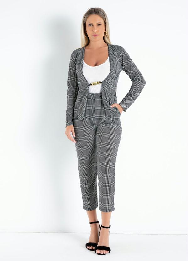 Queima Estoque - Cardigan Xadrez com Fivela Decorativa 3