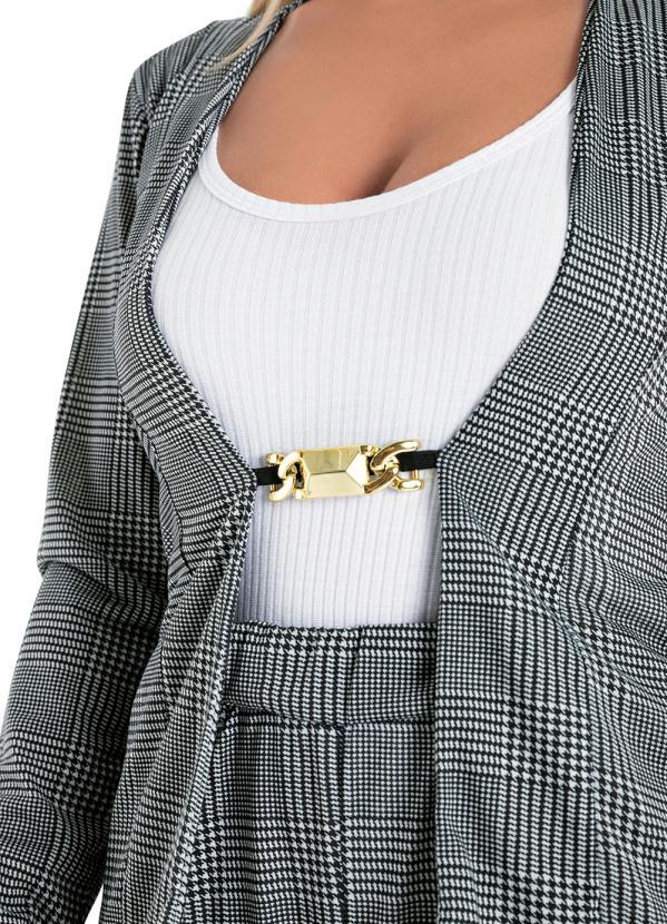 Queima Estoque - Cardigan Xadrez com Fivela Decorativa 4