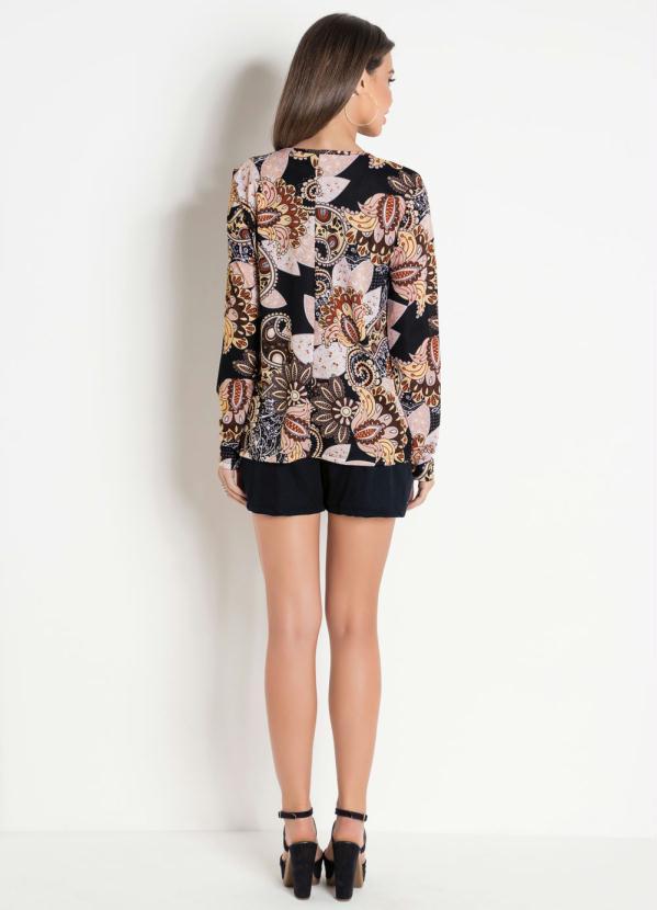 Outlet - Casaco Aberto na Frente Estampado Cashmere 4