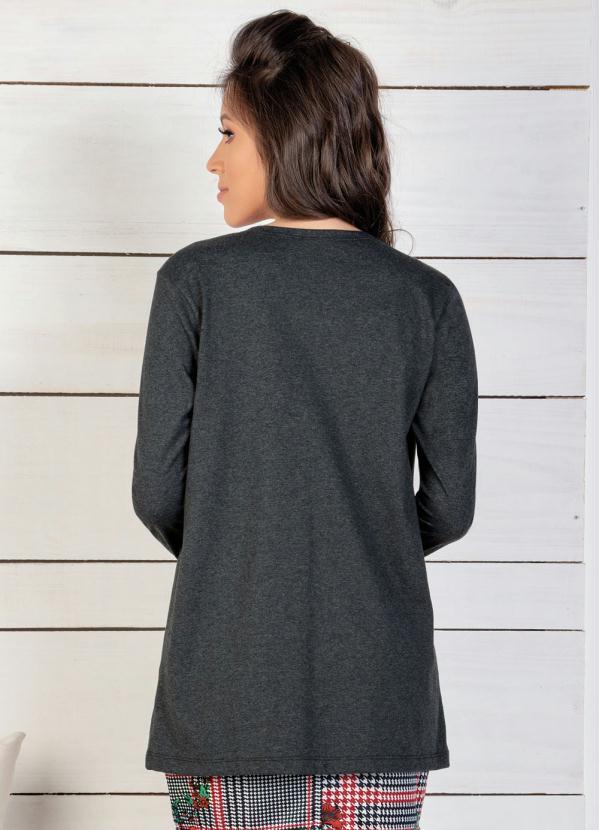 Outlet - Casaco Chumbo Alongado com Pérolas no Ombro 2