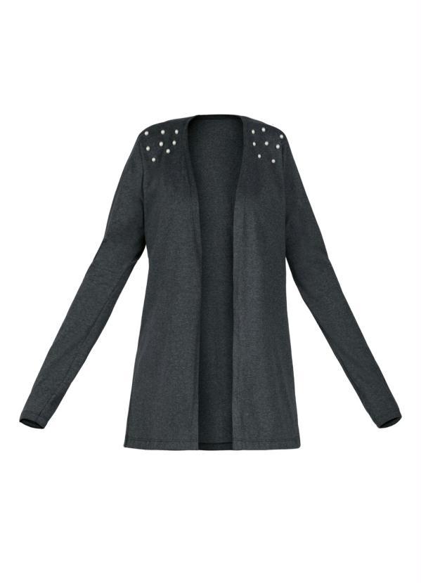 Outlet - Casaco Chumbo Alongado com Pérolas no Ombro 5
