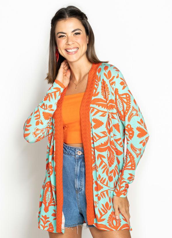 Maria Filó - Casaco de Viscose Estampa Maya Cancun Verde