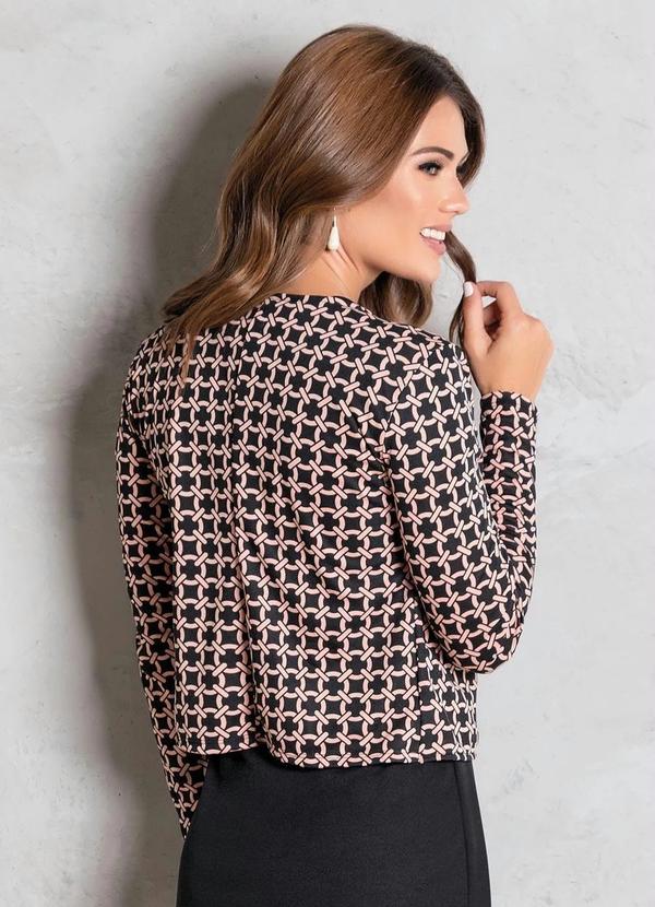 Rosalie - Casaco Estampado Moda Evangélica Recorte Costas 2