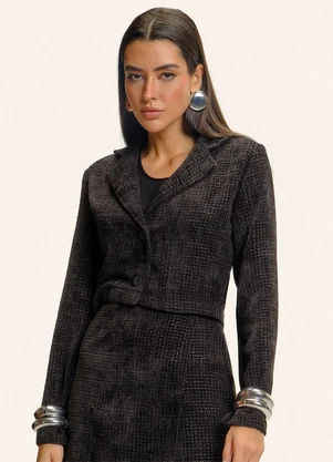 Endless - Casaco Feminino Tweed Polly Preto - ENDLESS