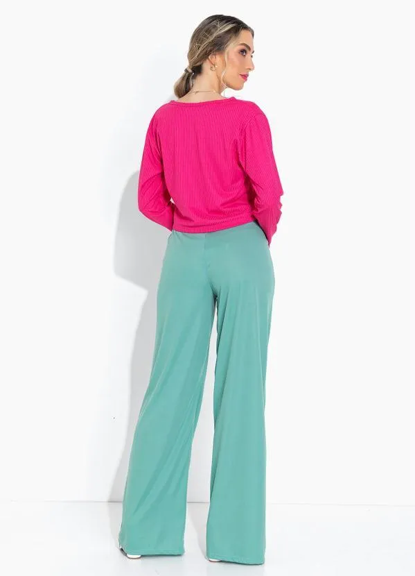 Moda Pop - Casaco Pink com Mangas Longas e Botões 5