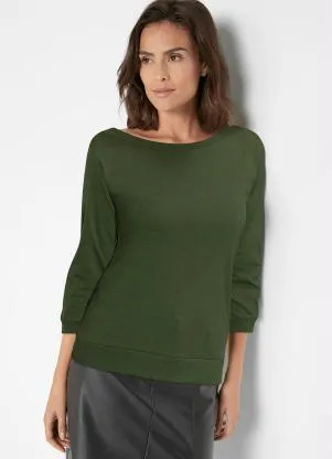 bonprix - Casaco Verde Oliva em Malha de Algodão - BONPRIX