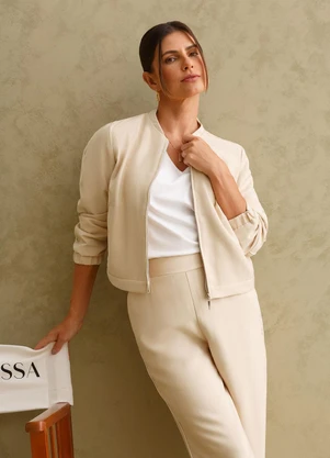 Principessa - Casaqueto Alfaiataria Manga Longa Virginia Aveia - PRINCIPESSA