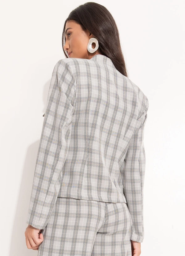 Quintess - Casaqueto Xadrez Cinza em Alfaiataria 8