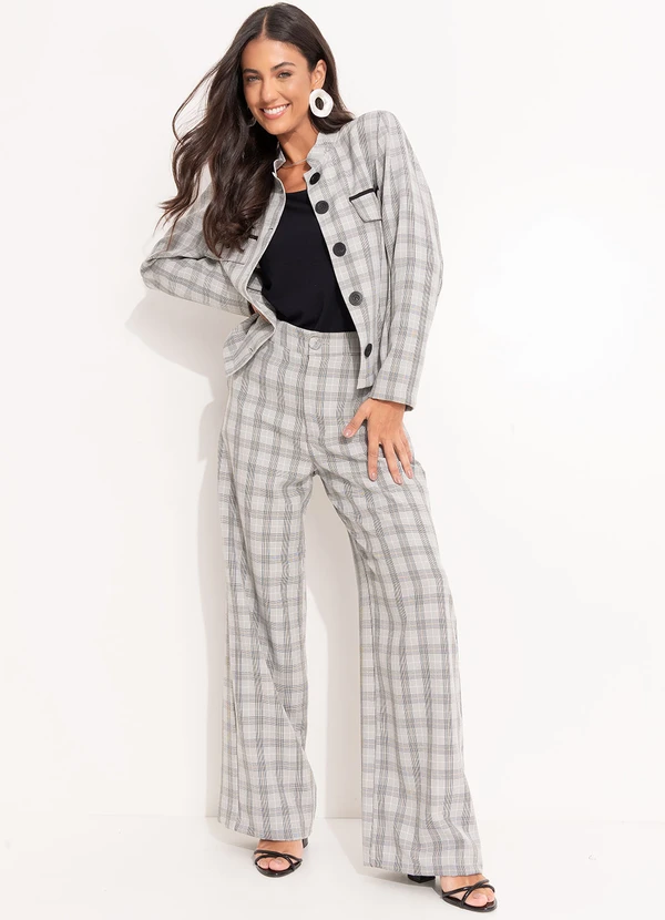 Quintess - Casaqueto Xadrez Cinza em Alfaiataria 7