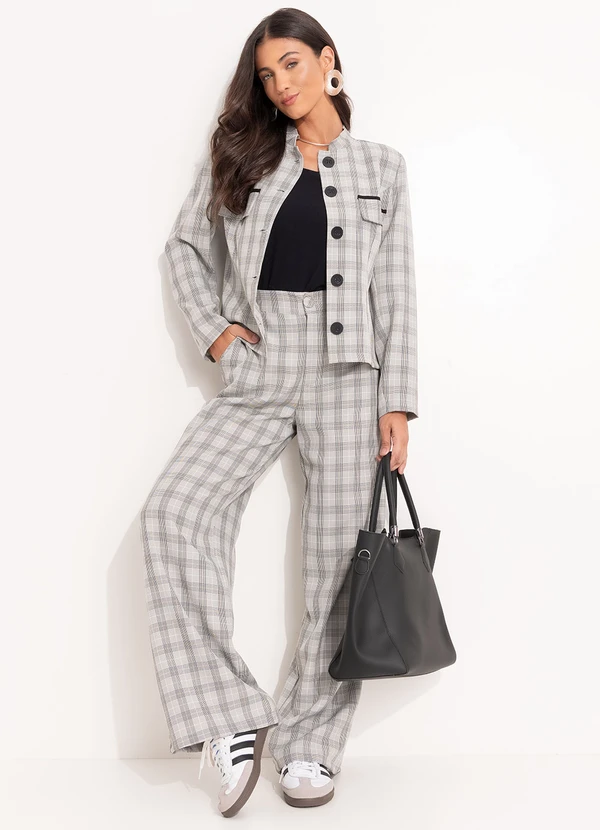 Quintess - Casaqueto Xadrez Cinza em Alfaiataria 5