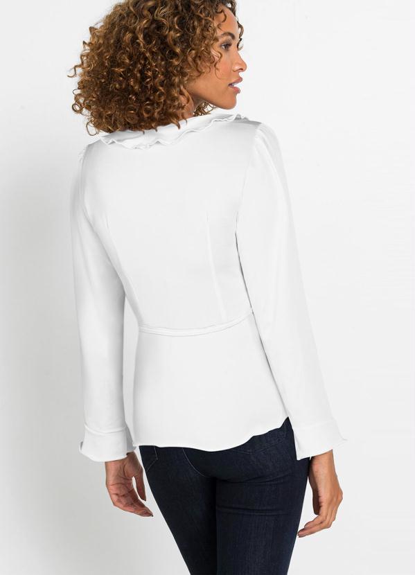 Queima Estoque - Casaquinho com Babado Transpassado Branco 2