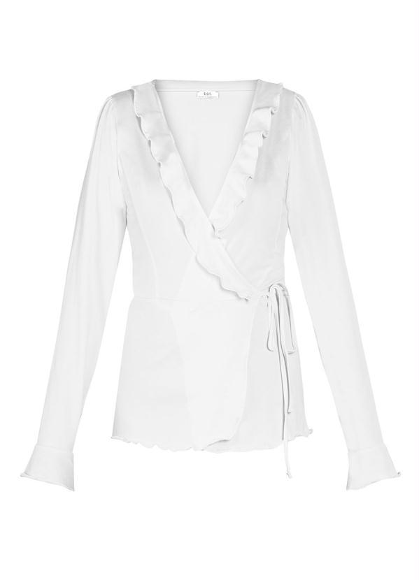 Queima Estoque - Casaquinho com Babado Transpassado Branco 3