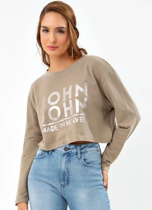 John John - Moletom Manga Longa Line Cinza - JOHN JOHN