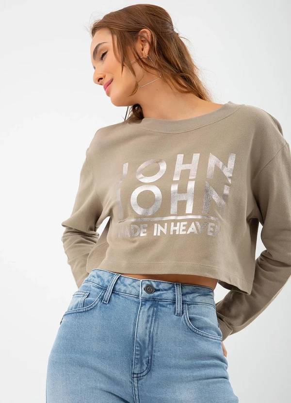 John John - Moletom Manga Longa Line Cinza 7