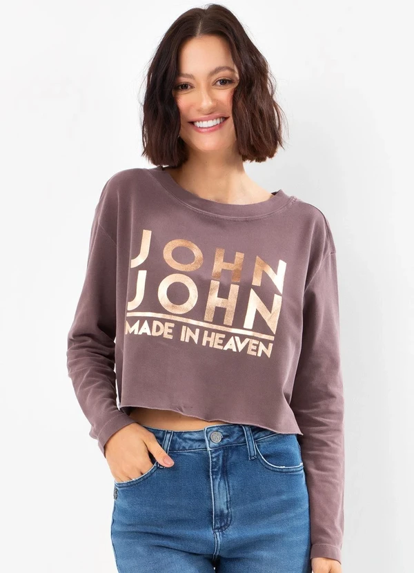 John John - Moletom Manga Longa Line Wine Vinho