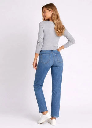 Rovitex - Sueter Feminino Gola V em Tricot Cinza - ROVITEX