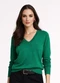 Rovitex - Sueter Feminino Gola V em Tricot Marrom - variação: Verde