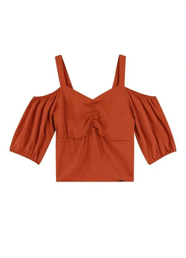Marialícia - Blusa Ciganinha com Alças Marialícia Marrom 4