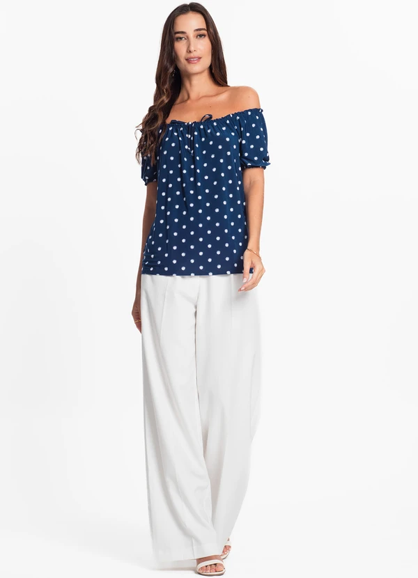 Rovitex - Blusa Ciganinha de Bolinha Azul 3