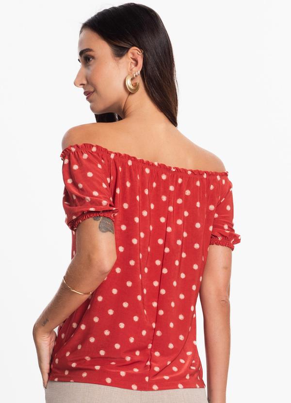 Rovitex - Blusa Ciganinha com Amarração Poá Vermelha 2