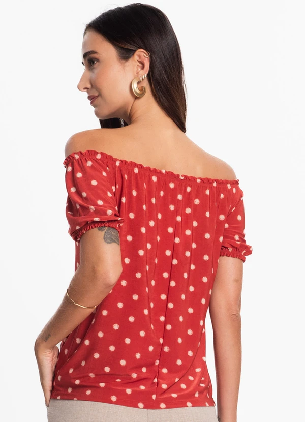 Rovitex - Blusa Ciganinha de Bolinha Marrom 2