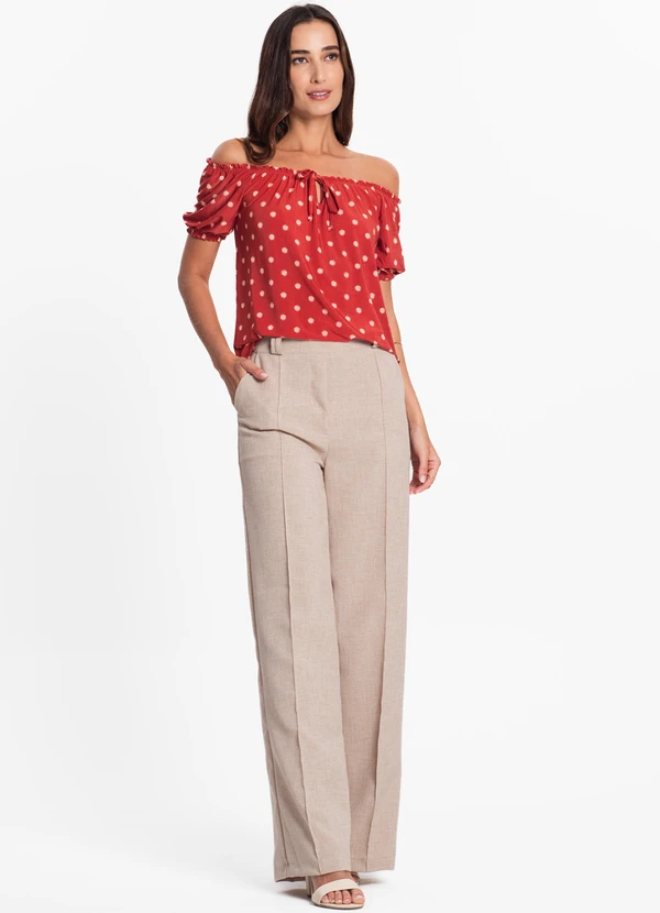 Rovitex - Blusa Ciganinha de Bolinha Marrom 3