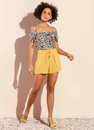 Marialícia - Blusa Criativa Comfy Ciganinha Vibrante Bege - MARIALÍCIA