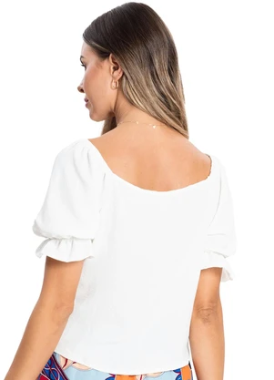 Rovitex - Blusa de Manga Bufante Feminina Bege - ROVITEX