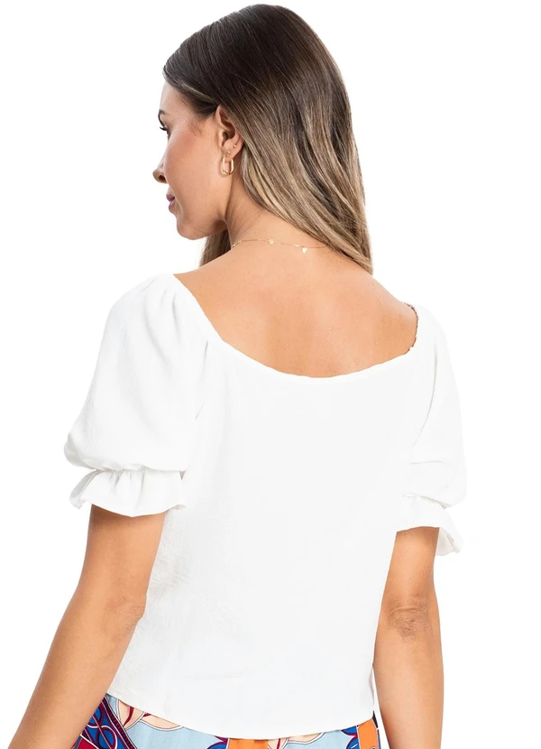 Rovitex - Blusa de Manga Bufante Feminina Bege 2
