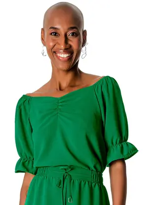 Rovitex - Blusa de Manga Bufante Feminina Verde - ROVITEX